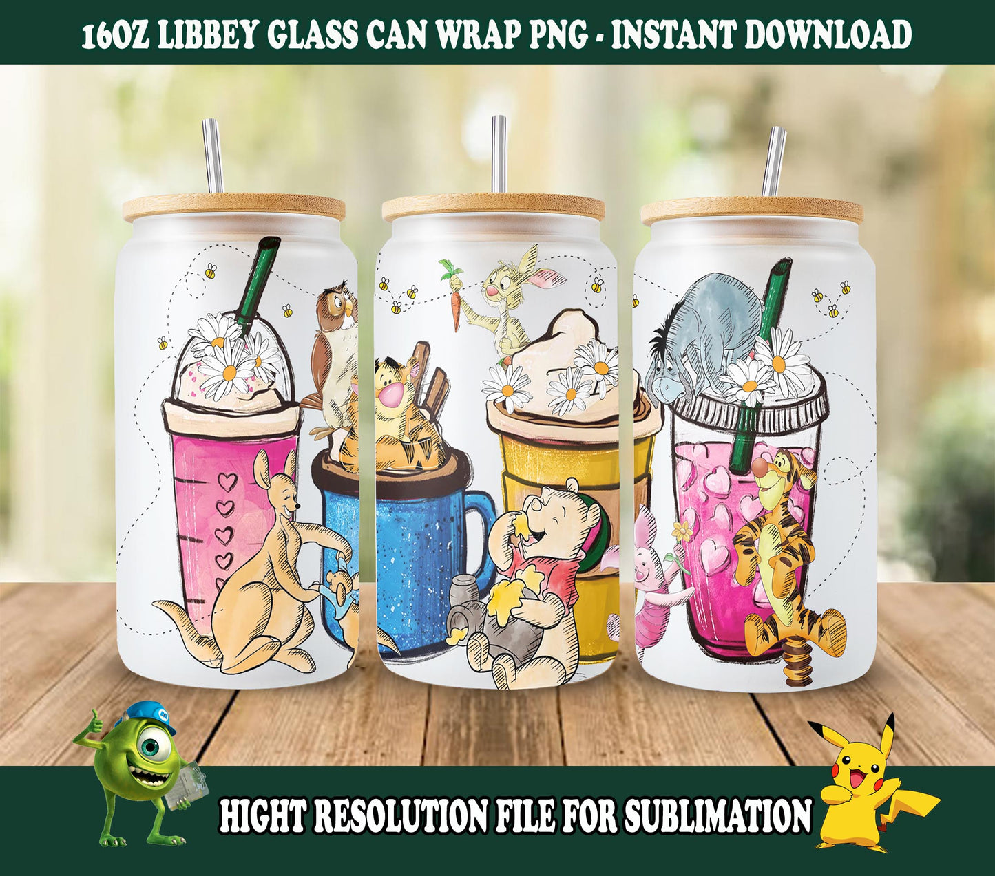 Cartoon 16oz Glasdosenverpackung, Sublimation Glasdosenverpackung, Cartoon Glasdosenverpackung, Vollglasdosenverpackung, Cartoon Tumbler, Tumbler PNG Download