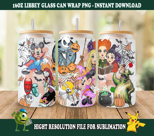 Halloween Cartoon 16oz Png, 16oz Can Glass, Halloween Png