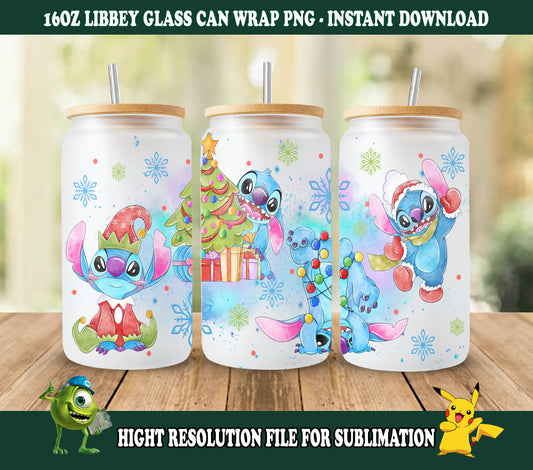 Cartoon Aquarell Dose Glas Wrap, 16oz Dose Glas, Libbey Dose Glas, Maschen Weihnachts Wrap, Cartoon Tumbler Wrap, Png Instant Download