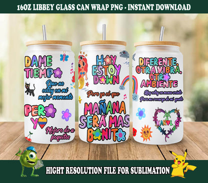 16 oz glass can wrap, Manana Sera Png 3