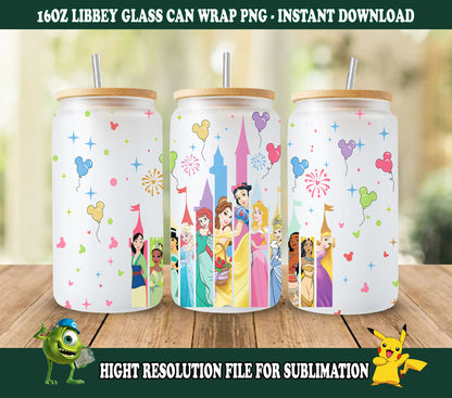 Princess Tumbler, Princess Dosenglas, 16oz Dosenglas, Cartoon Comics Becher, Tumbler Wrap Sublimation, Comics Sublimation, Dosenglas Wrap 