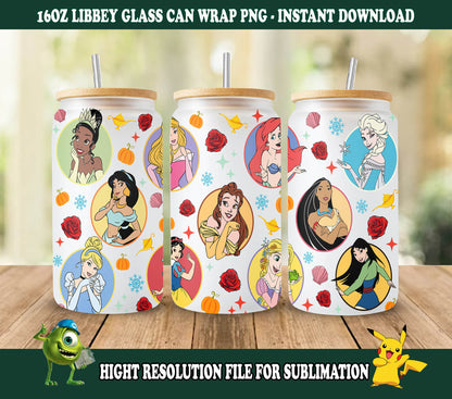 Prinzessin 16oz, Cartoon Tumbler Wrap, Prinzessin Tumbler, 16oz Libbey Dose Glas, Cartoon Tumbler, Dose Glas Png Download, Full Tumbler Wrap