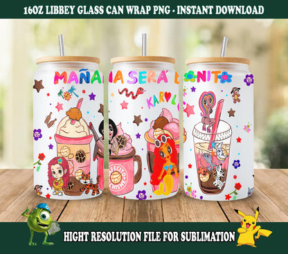 16 oz glass can wrap, Manana Sera Png 4