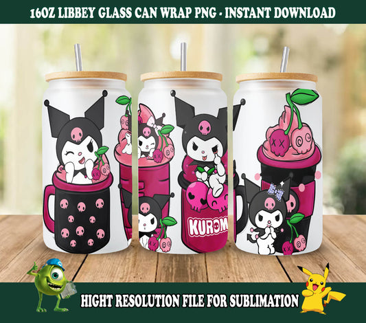 16oz Glass Can Wrap Halloween Coffee Png 05