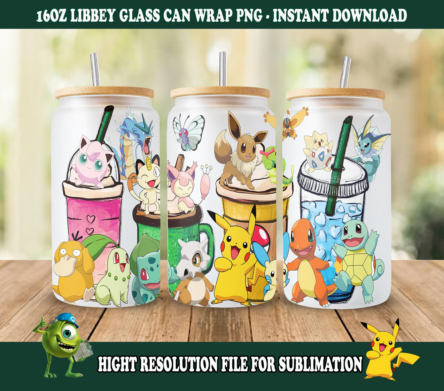 Gotta catch 'em all Dosenglas, Pokemon Libbey Dosenglas 16oz PNG Digitaler Download, Poke Glas Dosenverpackung, Poke Bad Bunny Glas Dosenverpackung