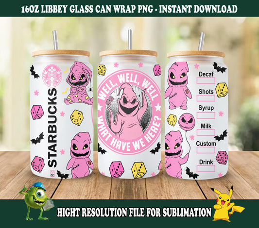 Cartoon Tumbler Wrap, 16oz Dosenglas, Halloween Dosenglas, Libbey Glasdose, Spooky Vibes, Spooky Season, Horrorfilm, Horror Can Glass Png