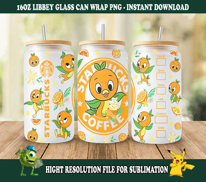 Lustiges Orange Bird Dosenglas, Orange Bird Hello Sunshine 16 oz Libbey Dosenglas Wrap, Orange Bird Starbucks Wrap Png Instant Download 