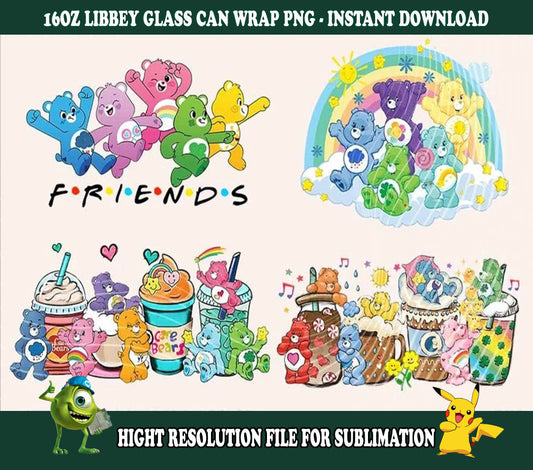 Care Bears PNG, Care Bears Sublimation, Care Bears Digitale Downloads, Care Bears Kaffee Latte PNG, Care Bears Regenbogen, Care Bears Freunde