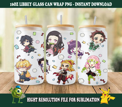 Anime Figuren Glasdose 16oz, Comics Becher Design, Anime Piraten Tumbler Wrap Sublimation, Comics Png Sublimation