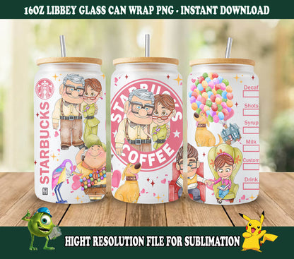 Ellie _ Carl Dose Glas Wrap, 16oz Dose Glas, Up Movie Png, Full Tumbler Wrap, Cartoon Tumbler, Dose Glas Wrap, Png Instant Download