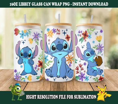 Frühling 16oz Libbey Glas Dose Tumbler Sublimation Design, Frühling Stich, Design digitaler Download PNG 