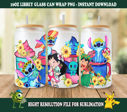 Cartoon 16oz Libbey Dose Cartoon PNG, 16oz Glasdosenverpackung, 16oz Libbey Dosenglas, Catoon Kinder Tumbler Wrap, Vollglasdosenverpackung