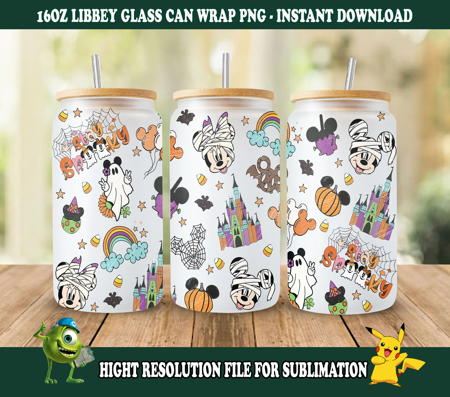 Halloween 16oz Dosenglas, Cartoon Tumbler Wrap, Prinzessin Tumbler, Libbey Dosenglas, Cartoon Tumbler, Dosenglas Png Download, Full Tumbler Wrap