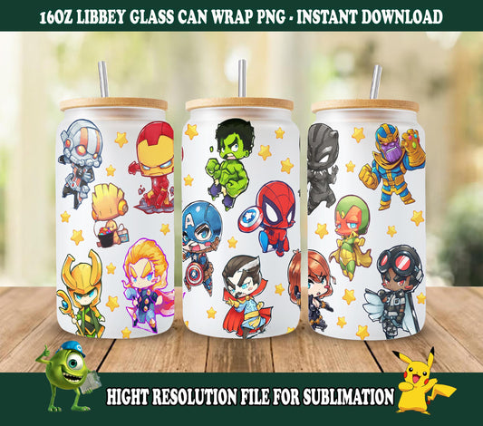 16oz Can Glass, Hero Tumbler wrap Sublimation 2