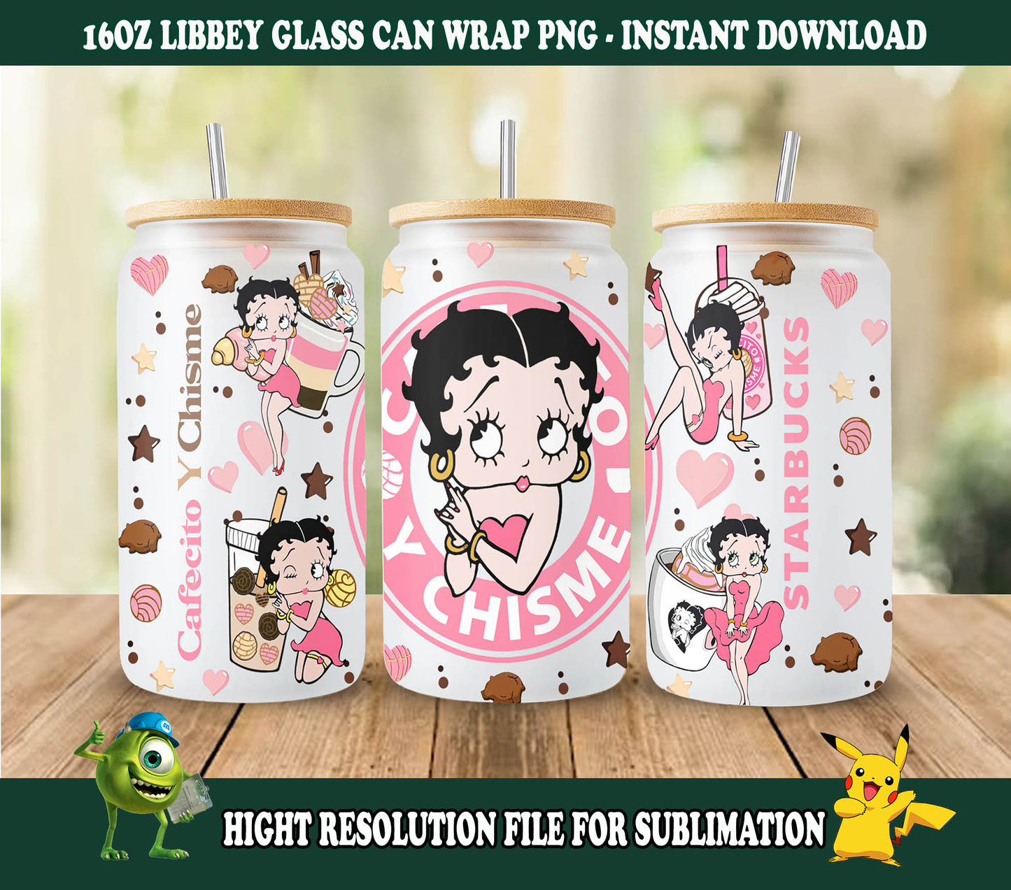 Cartoon 80er Becher, 80er Cartoons PNG, Betty Libbey Glasdose Wrap, Betty Glasdose Png, Retro 80er Cartoons Becher Wrap, Cafecito Y Chrisme 