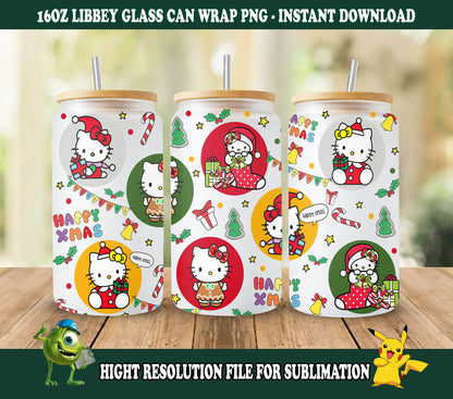 Kawai Kity and Friends Libbey Wrap png，玻璃罐包装 Kawai Png，即时下载 PNG 文件复古花卉 Libbey 玻璃包装