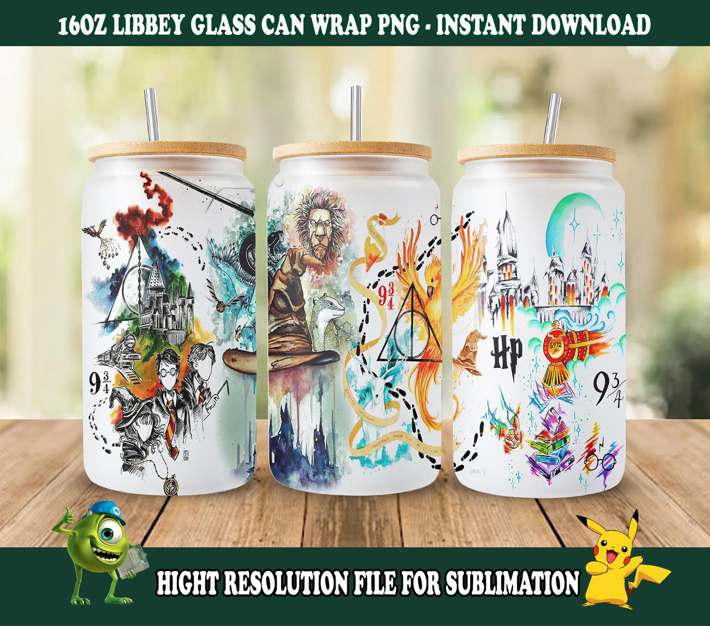 Magisches Libbey-Glas PNG, Dosenglas-Wrap PNG, 16oz Dosenglas PNG, magisches Dosenglas Full Wrap png, 16oz Zaubererglas png, Potterhead Libbey png