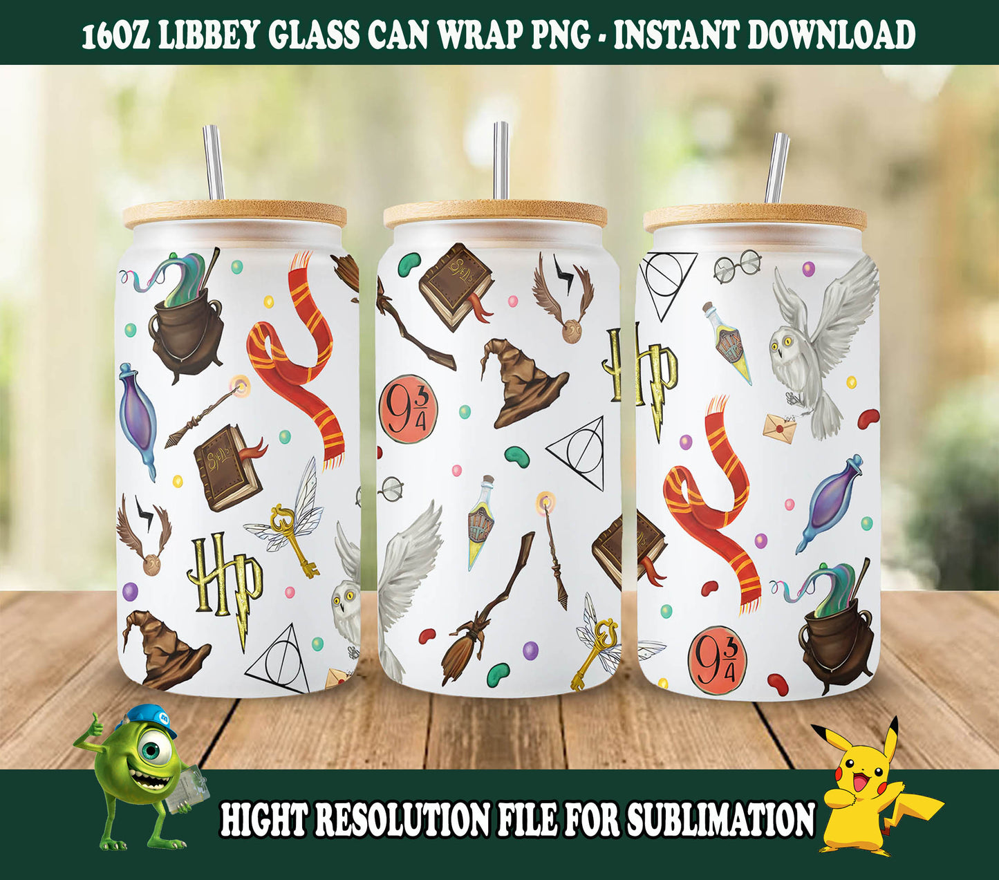 Magisches Libbey-Glas PNG, Dosenglas-Wrap PNG, 16oz Dosenglas PNG, magisches Dosenglas Full Wrap png, 16oz Zaubererglas png, Potterhead Libbey png 