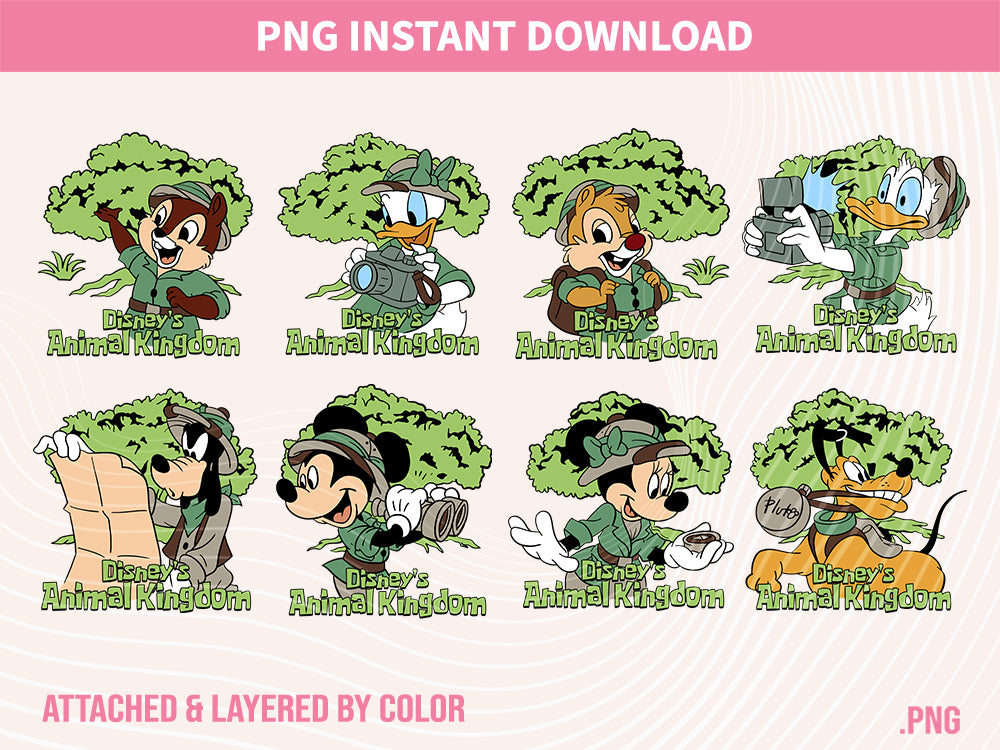 8 PNG Designs, Bundle Disney's animal Kingdom design, PNG download - VartDigitals