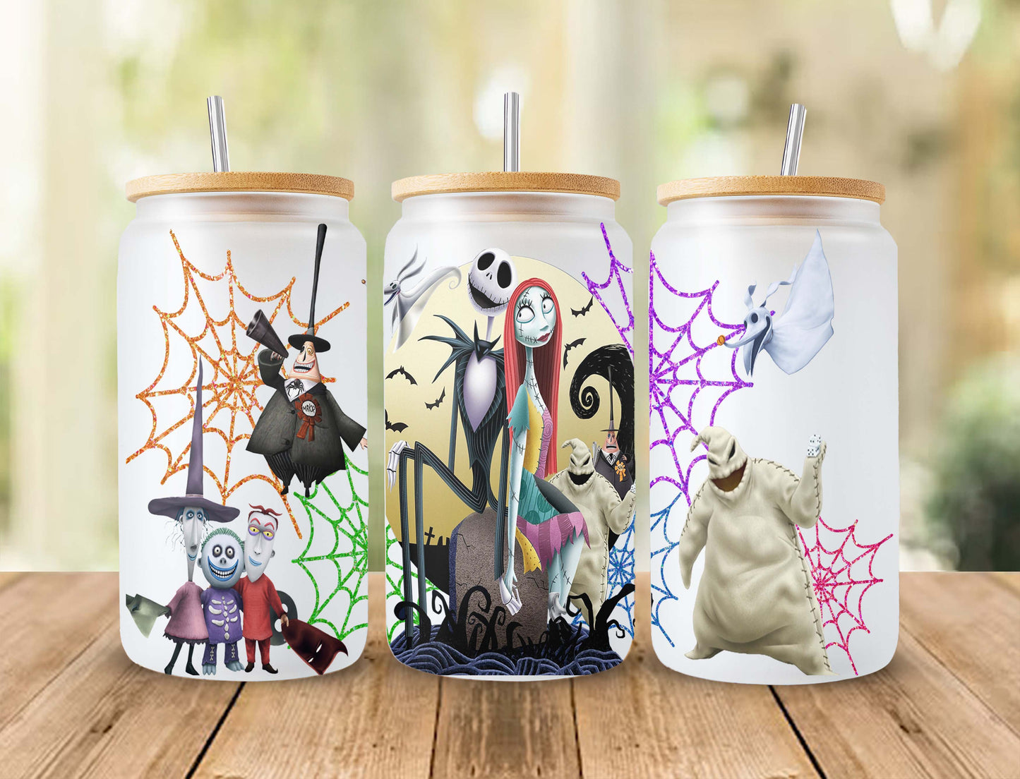 Gruseliger Film Nightmare Tumbler Wrap, 16oz Dosenglas, Jack und Sally Full Tumbler Wrap, Sublimationsdesign, Boo Bash, Jack Skellington Dosenglas 2 