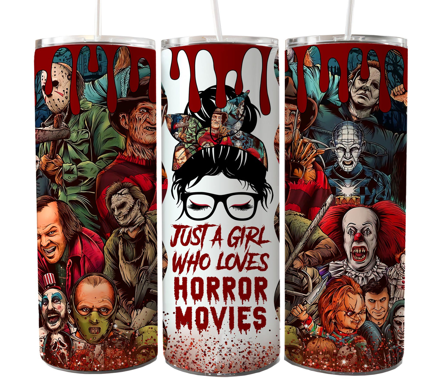 Bundle Horror Charaktere 20oz Skinny Tumbler Sublimation Designs Zeitung Horror Bundle Png Tumbler Straight Digital Download 2