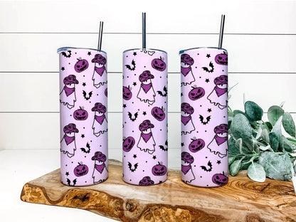 Halloween Western Geist, Kids Boo Cowboy, 20 Oz Skinny Sublimation Tumbler Wrap, Digital Design PNG Tumbler Datei Download