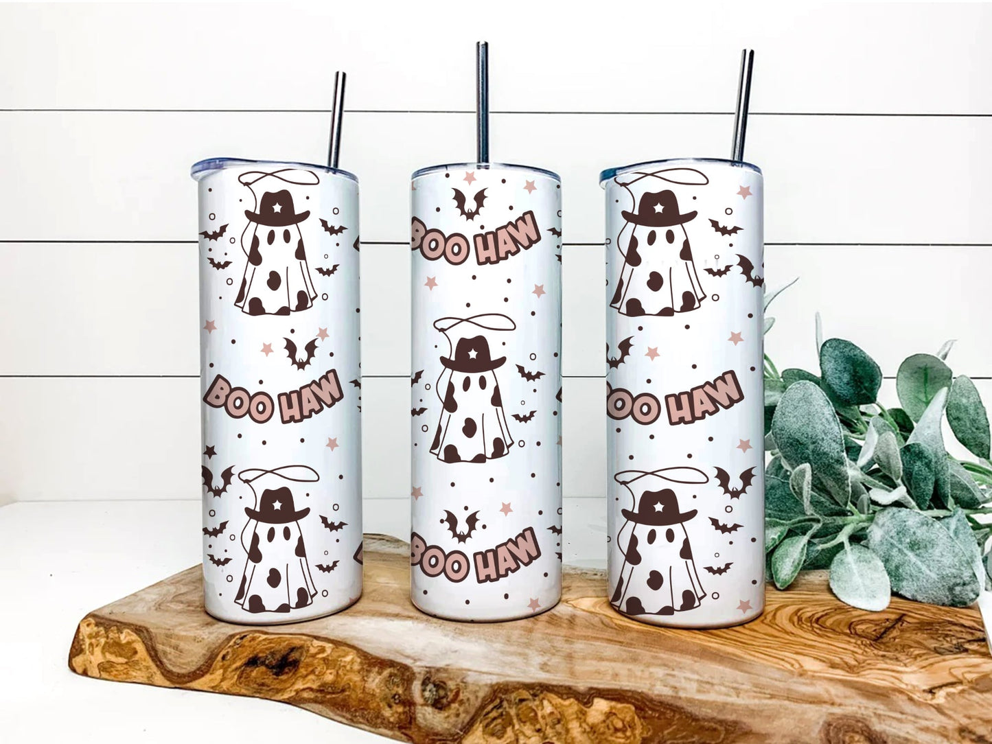 Halloween Western Geist, Kids Boo Cowboy, 20 Oz Skinny Sublimation Tumbler Wrap, Digital Design PNG Tumbler Datei Download