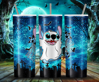 Cartoon Charakter Stitch Glitzer 20oz Tumbler Wrap, Stitch 20oz Skinny Tumbler Wrap, 20oz Tumbler PNG Sublimation Sofort Digital Download