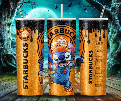 Cartoon Charakter Stitch Glitzer 20oz Tumbler Wrap, Stitch 20oz Skinny Tumbler Wrap, 20oz Tumbler PNG Sublimation Sofort Digital Download