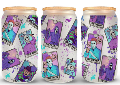 Horror-Png, Horror-Figuren 16oz Libbey-Dose aus Glas, Horror-Figuren voller Glasdose, lustige Horror-Tumbler-Wrap, Horror-Sublimation