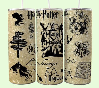 Magischer 20oz Tumbler Wrap PNG, HP Skinny Tumbler Sublimation, Zauberer Tumbler Png, Potterhead Tumbler Png, Hogwarts Wrap, Harry Magic Png