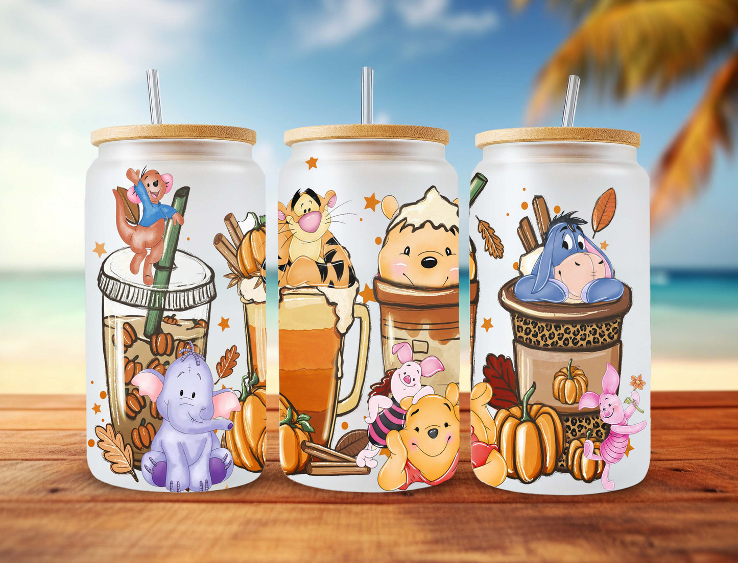 Winnie The Pooh, Eeyore, Tigger And Piglet Cup Wrap Png File DIGITAL DOWNLOAD 16oz Glass Tumbler - VartDigitals