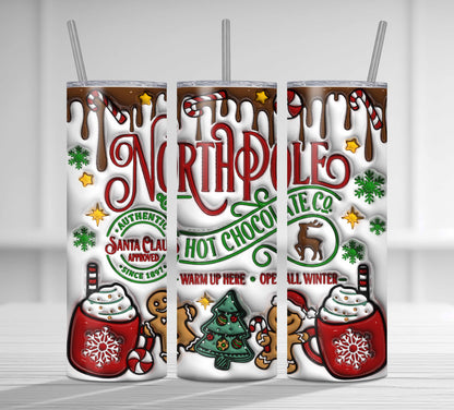 3D Inflated Northpole Hot Chocolate Christmas Tumbler Wrap, 3D Puffy Gingerbread Tumbler, Sweet But Twisted, 3D Santa Claus Tumbler Wrap - VartDigitals