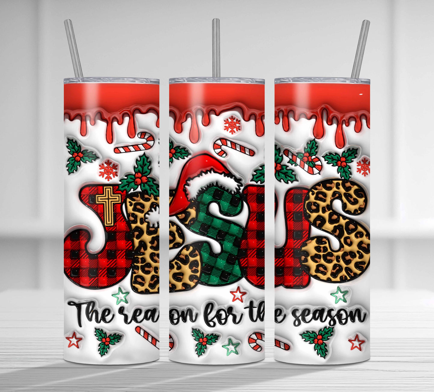 3D Jesus The Reason For The Season Inflated Tumbler Wrap, Faith Christmas Puffy Tumbler Design Sublimation, Jesus Xmas Puff, Tis The Season - VartDigitals