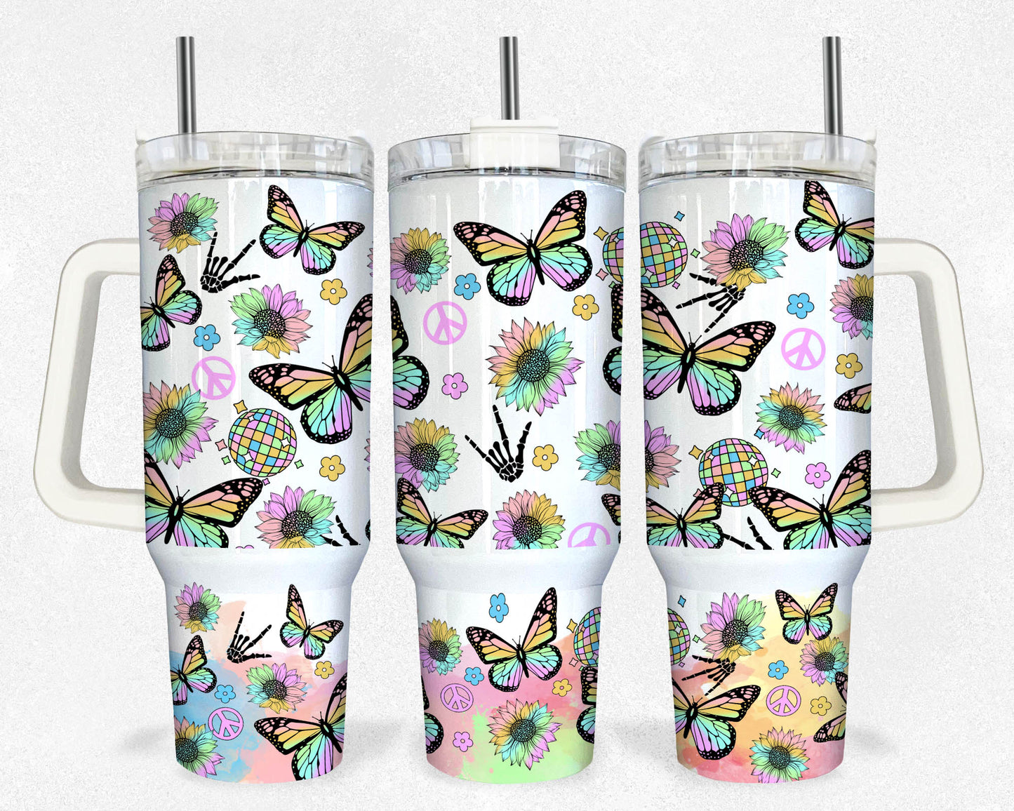 40oz Tumbler Wrap, Butterfly 40oz Sublimation Design, Purple 40oz Tumbler Wrap, 40oz Quencher Sublimation Downloads PNG - VartDigitals