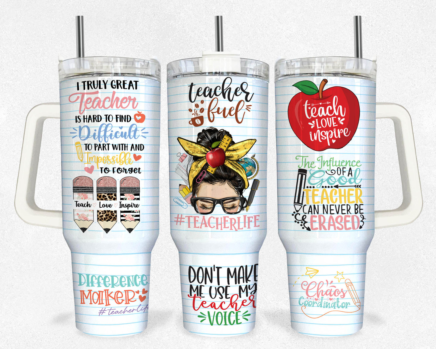 Teacher 40oz Tumbler, 40oz Tumbler Wrap, quencher tumbler,Rainbow Teacher,Teacher Appreciation Gift,Teacher Thank You Gift,Gift For Teachers 4 - VartDigitals