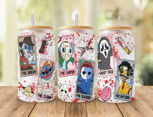 Horror Glass Wrap png, Horror  PNG, Halloween 16oz Libbey Full Wrap PNG 1