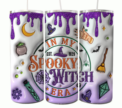 3D Inflated Funny Halloween 20oz Skinny Tumbler Wrap PNG