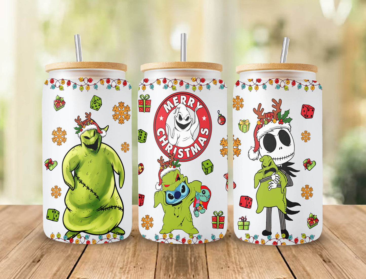 Cartoon Weihnachtsbecher Wrap, 16oz Dosenglas Wrap, Frohe Weihnachten Dosenglas, My Day Libbey Dosenglas, Weihnachtsstimmung, Weihnachtsstich Wrap 1