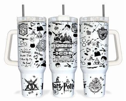 Magischer Zauberer 40oz Tumbler PNG, HP Quencher Tumbler Sublimation, Zauberer Tumbler Png, Potterhead Tumbler, Magic Wrap, Full Tumbler Wrap