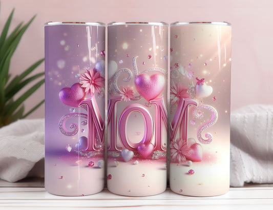 LOVE MOM 20oz Skinny Tumbler Wrap, Sublimation Design, Digital Download PNG,Mom Tumbler Wrap PNG 12 - VartDigitals