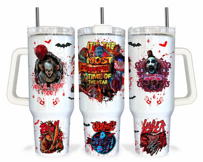 Pink Horror Tumbler Wrap Png, 40oz Cartoon Tumbler, 16oz Dose Glas, Halloween Sublimation, HorrorFilm, Horror Figuren, Png Download