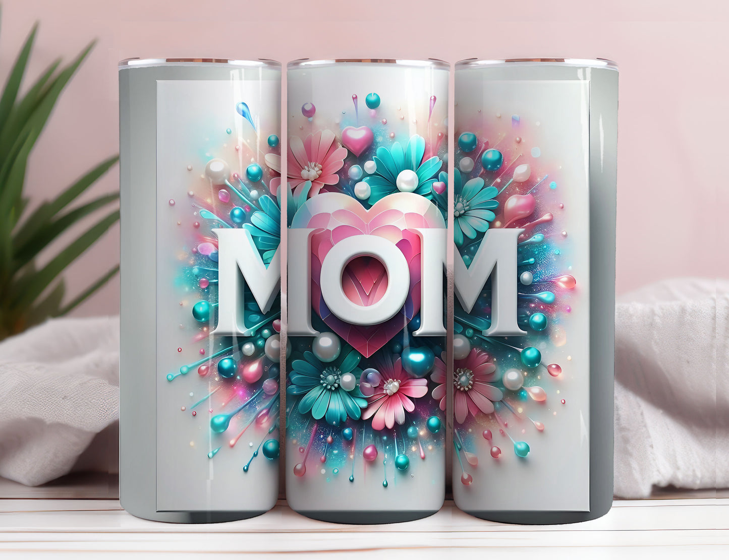 MOM Flowers 20oz Skinny Tumbler Wrap, Sublimation Design, Digital Download PNG,Mom Tumbler Wrap PNG 3 - VartDigitals