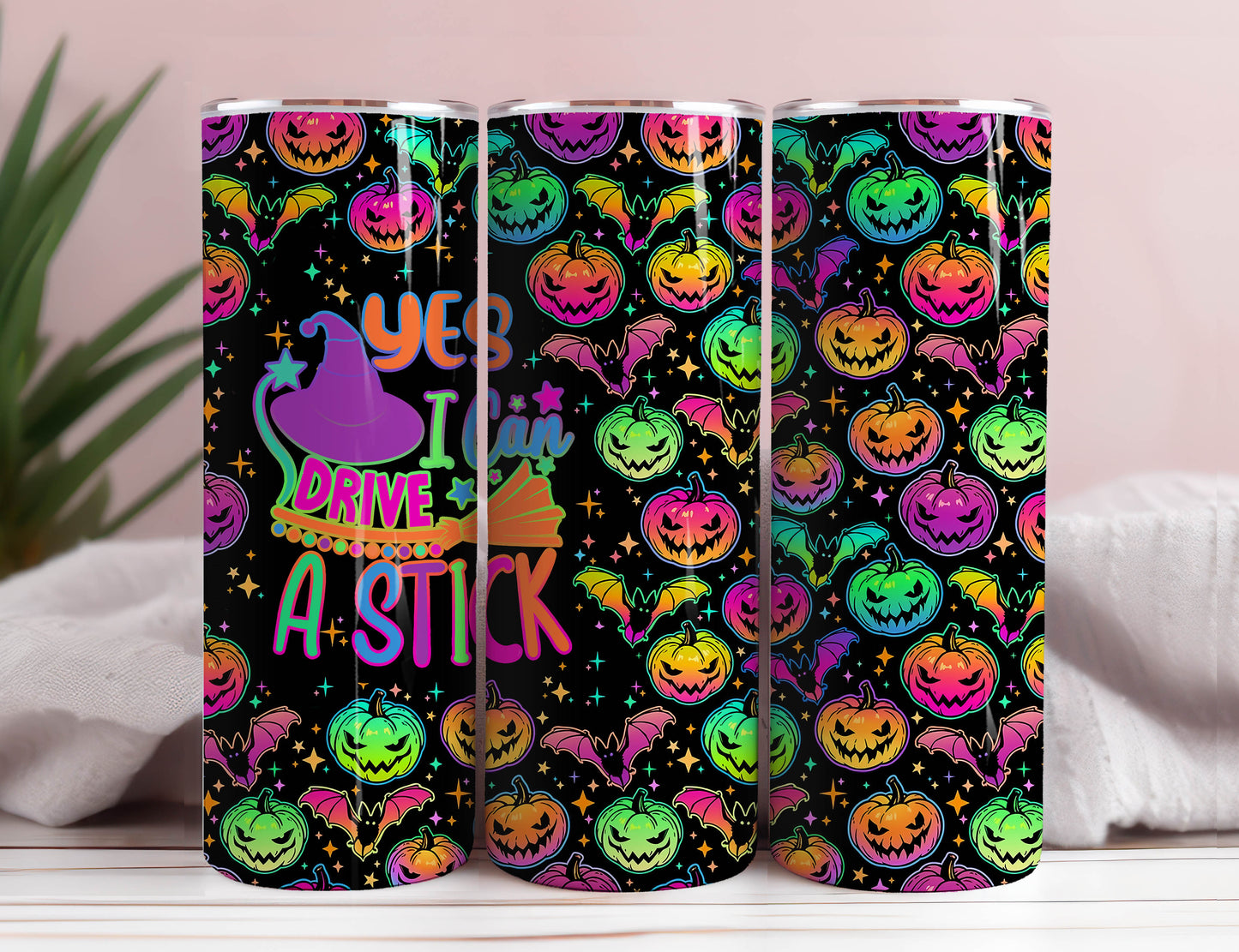 Bunte Halloween Kürbisse Tumbler Wrap, Buntes Kürbis Halloween Sublimation Design, 20oz Skinny Tumbler, Kürbis Tumbler PNG