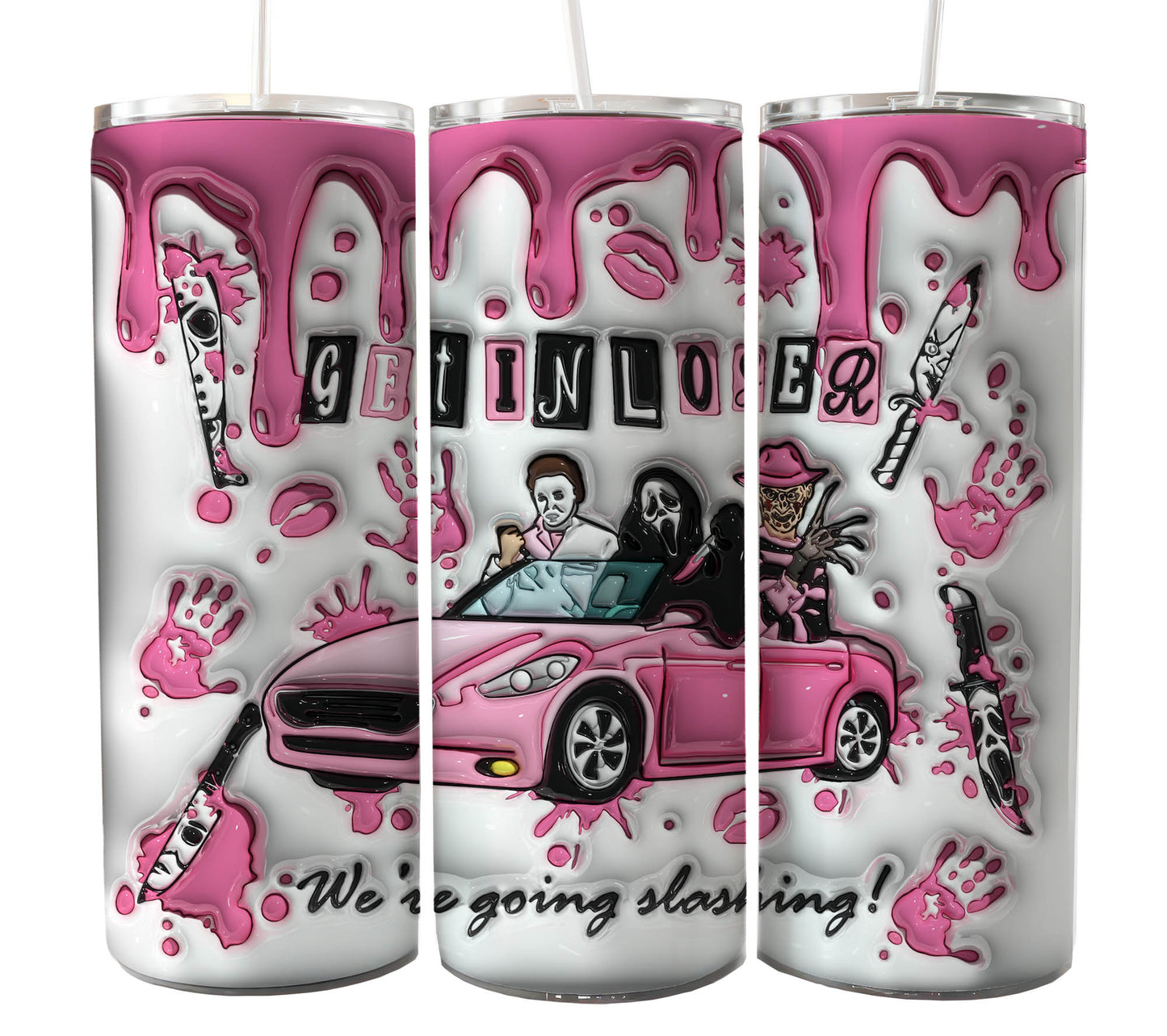 Bundle Horror Charaktere 20oz Skinny Tumbler Sublimation Designs Zeitung Horror Bundle Png Tumbler Straight Digital Download 2