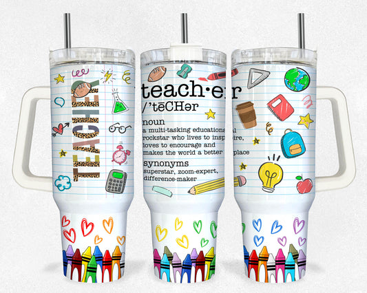 Teacher 40oz Tumbler, 40oz Tumbler Wrap, quencher tumbler,Rainbow Teacher,Teacher Appreciation Gift,Teacher Thank You Gift,Gift For Teachers 1 - VartDigitals