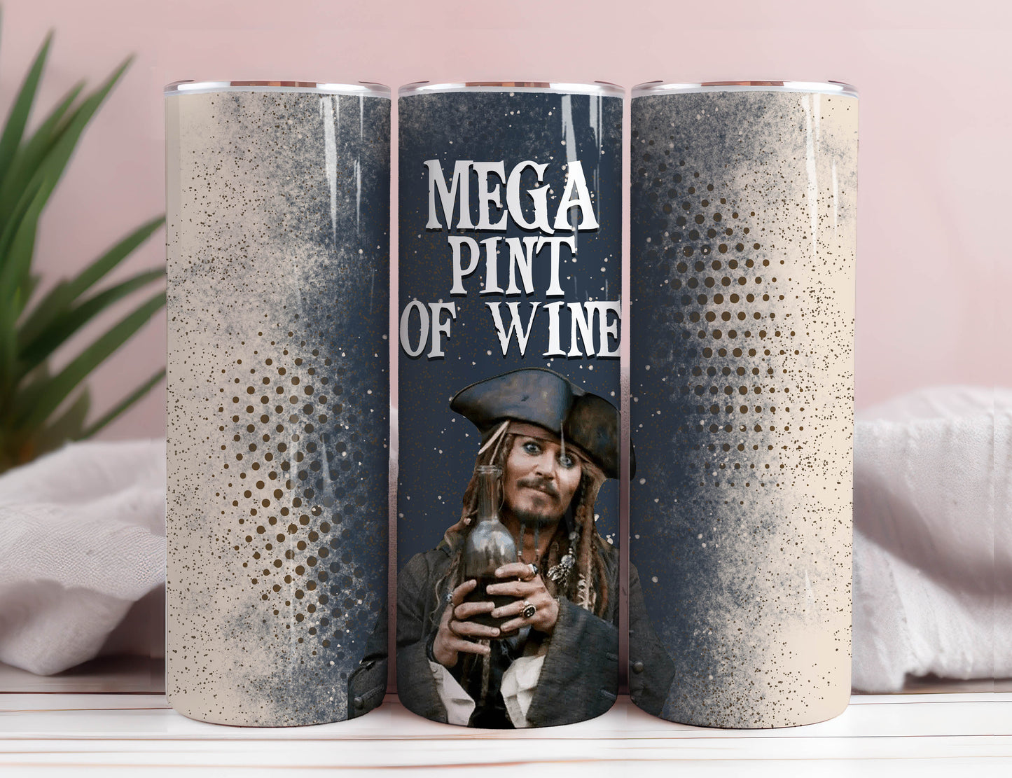 Mega Pint Pirate Depp 300 DPI、20 盎司细长玻璃杯设计、直玻璃杯、升华玻璃杯包装、数字下载 1