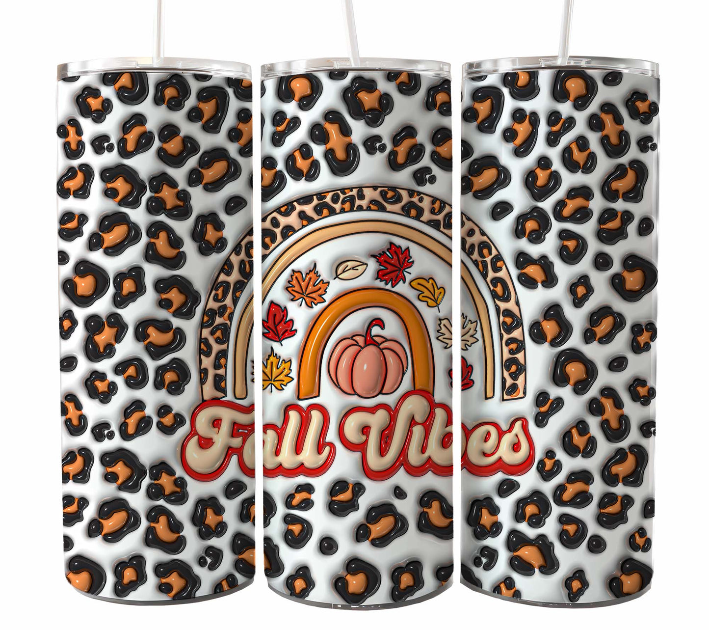 3D inflated Season Fall Tumbler Wrap, 20oz Skinny Sublimation Tumbler Design