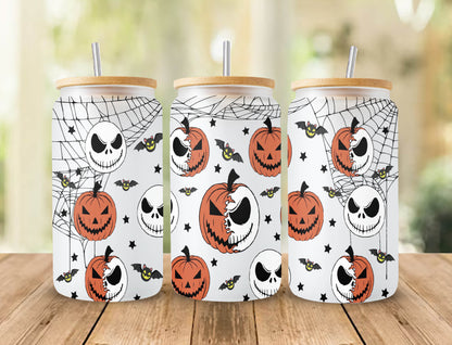 16oz Libbey Can Glass PNG, King Full Wrap For Libbey Can Glass 16oz, Halloween Cup PNG