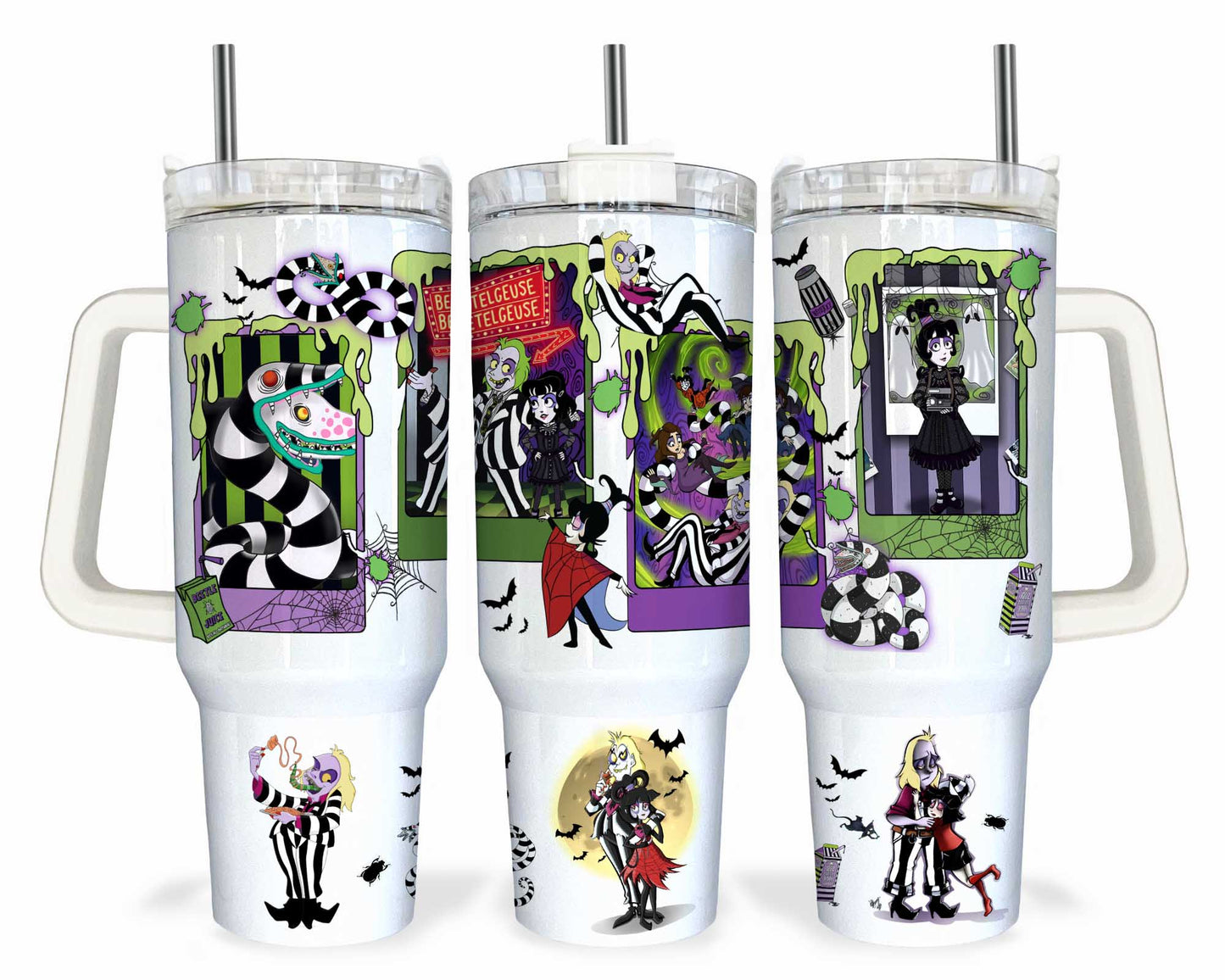 3D Aufgeblasener Horror Charakter Halloween Tumbler Wrap, Beetle Juice Horror 20oz Tumbler, Halloween Wrap, Halloween Beetlejuice Tumbler Wrap